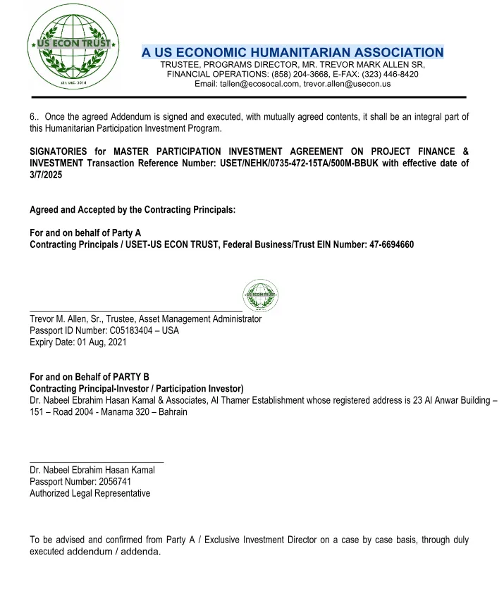 A US ECONOMIC HUMANITARIAN ASSOCIATION FRAUD SYSTEM